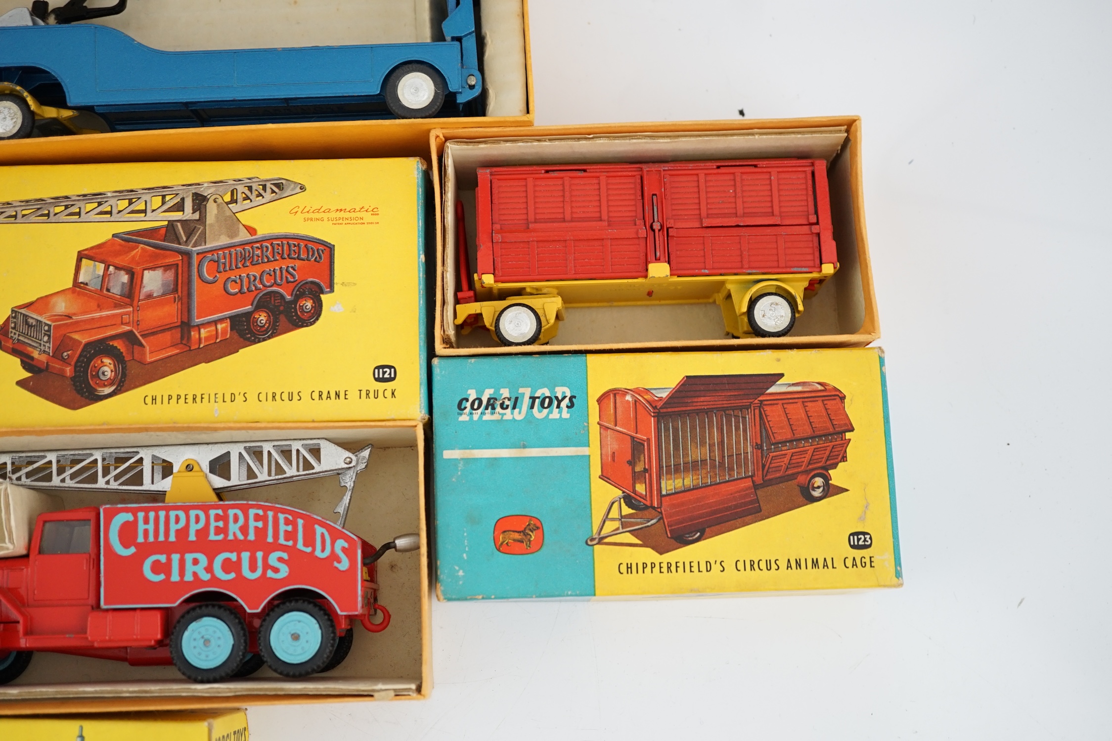 Seven boxed Corgi Toys and Major Toys